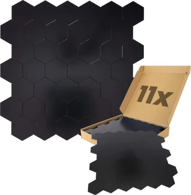 Produktbild von Dalsys Wandpaneele selbstklebend Wabenmuster 1m², 11 Stück Schwarz Wandverkleidung feuchtigskeitsbeständig,  für Bad und Küche, Wabenmuster