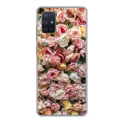 Produktbild von MuchoWow® Handyhülle Schutzhülle Hülle für Samsung Galaxy A71 Rosen - Farben - Wand Silikon Softcase Handy Hülle - Kartenbesitzer