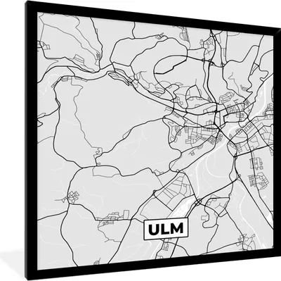Produktbild von MuchoWow® Gerahmtes Poster Deutschland - Karte - Ulm - Stadtplan 40x40 cm - Poster mit Schwarzem Bilderrahmen Wandposter Rahmen Foto Bilder - Mit Rahmen - Wanddekoration Schlafzimmer