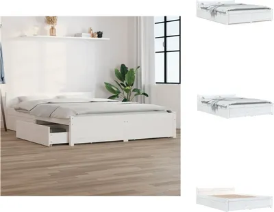Produktbild von vidaXL Bett mit Schubladen Weiß 140x190 cm - Betten & Bettgestelle