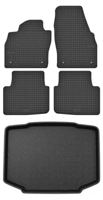 Produktbild von Gummimatten + Kofferraumwanne für Skoda Kamiq 2019- (SUV, unterer Ladeboden) – Schwarz, passgenau – Wielganizator