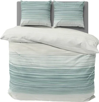 Produktbild von Bettwäsche 200x200 cm gestreift beige grün modern Renforcé Baumwolle