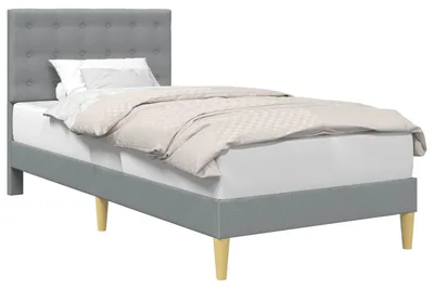 Produktbild von Bettrahmen mit Kopfteil Hellgrau 100 x 200 cm Stoff