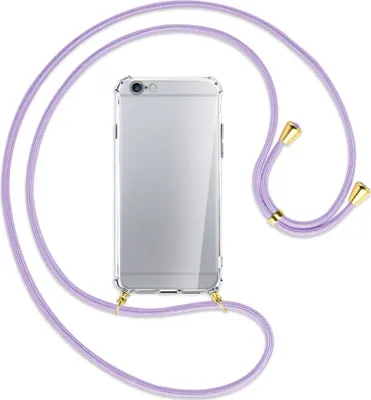 Produktbild von Handykette Backcover-Schutzhülle mit Band (Metall goldfarben) für Apple iPhone 6 / 6S - violett