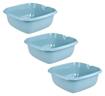 Produktbild von keeeper björk 3x Universal-Schüssel mit Ausguss, Eckig, 13 l, 38 x 38 x 15 cm, Nordic Blue