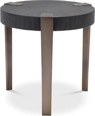 Produktbild von Casa Padrino Luxus Beistelltisch Anthrazitgrau / Bronzefarben Ø 57 x H. 55,5 cm - Runder Massivholz Tisch mit Stahlbeinen - Wohnzimmer Möbel - Luxus Qualität