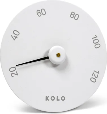 Produktbild von Rundes Sauna Thermometer Weiß, 14 cm Durchmesser, bis 120 °C, hitzebeständig