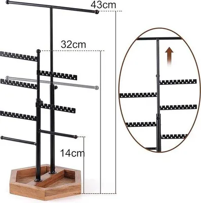 Produktbild von Famanu Schmuckständer T-förmig - Schmuckorganizer mit Holzsockel