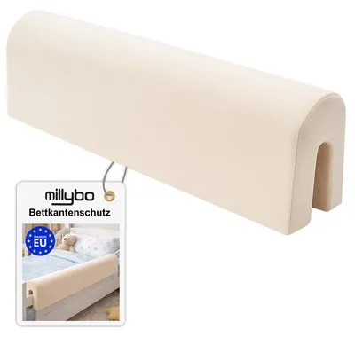 Produktbild von MILLYBO Bettkantenschutz für Betten - Kissen für bettumrandung – Beige Mikrofaser 120 cm