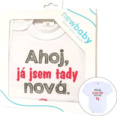 Zdjęcie produktu dla Body z nadrukiem New Baby Hello, I'm new here - opakowanie prezentowe, rozmiar 62 (3-6m)