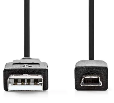 Produktbild von Nedis USB-Kabel - USB 2.0 - USB-A Stecker - USB Mini-B 5 pin Stecker - 2.5 W - 480 Mbps - Vernickelt - 2.00 m - Rund - PVC - Schwarz - Label