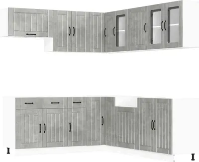 Produktbild von 11-tlg. Küchenschrank-Set Lucca Betongrau Holzwerkstoff
