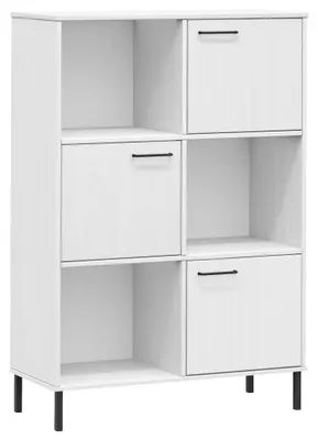 Produktbild von vidaXL Bücherregal OSLO mit Metallbeinen Weiß 90x35x128,5cm Massivholz