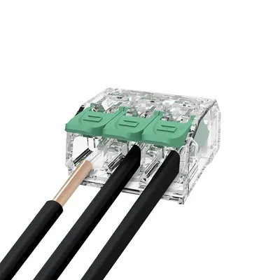 Zdjęcie produktu dla Zacisk instalacyjny z dźwignią do przewodów giętkich i sztywnych 3x 0,2-4 mm², zielony - EDO413, EDO Technic