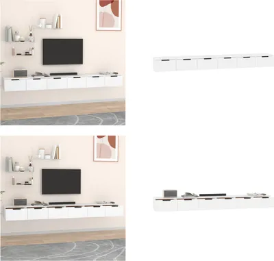 Produktbild von vidaXL Wandschränke 2 Stk. Weiß 102x30x20 cm Holzwerkstoff - Wandschrank - Wandschränke - Hängeschrank - TV-Wandschrank
