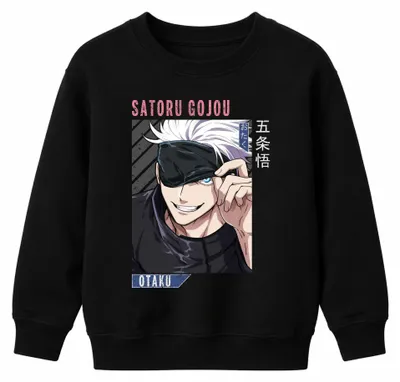 Produktbild von Satoru Gojou Jujutsu Kaisen Anime Otaku Augenbinde Kinder Sweatshirt Pullover, Schwarz, 128