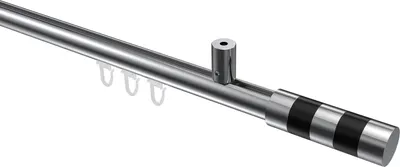 Produktbild von Interdeco Innenlaufstange / Gardinenstange mit Innenlauf Chrom, Typ Sonius Mavell (Zylinder Bicolor) Deckenmontage, 20 mm Ø 1-läufig, 240 cm