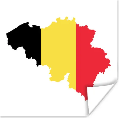 Produktbild von MuchoWow® Poster Eine Illustration von Belgien in den Farben der Nationalflagge 50x50 cm - Wohnzimmerdekoration
