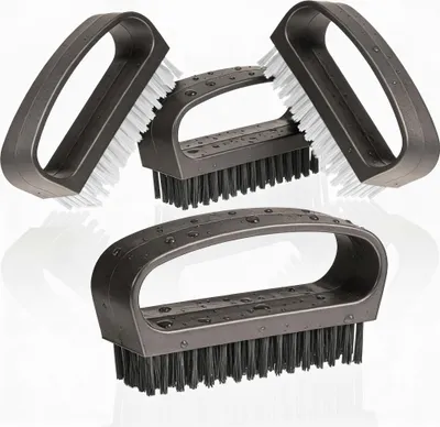 Produktbild von Handbürste mit Griff, 4er Set, 2x schwarze/2x weiße Borsten