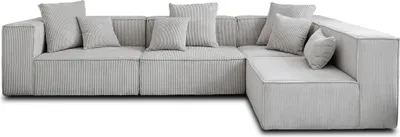 Image de Lisa Design Colombine - canapé modulable d'angle droit - 6 places - en velours côtelé , Gris clair