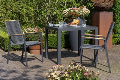 Produktbild von Gartenmöbelset Diningsessel Alicante mit Tisch Tarifa 90x90cm