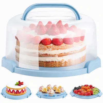 Tortentransportbox mit Tragegriff, 25,5 cm, rund, PP