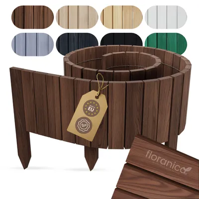 Produktbild von Floranica Beetumrandung Beeteinfassung 30 x 200 cm Braun Rasenkante Holz Gartenzaun Holzzaun flexibler Rollborder