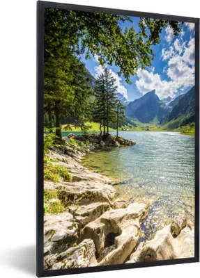 Produktbild von MuchoWow® Gerahmtes Poster Sommer in einer Schweizer Landschaft 60x90 cm - Poster mit Schwarzem Bilderrahmen Wandposter Rahmen Foto Bilder - Kunst