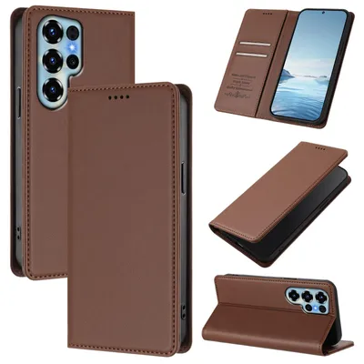 Produktbild von Handyhülle für Oukitel C68, Kunstleder Klapphülle Stoßfeste Magnetische Hülle mit Ständer Braun