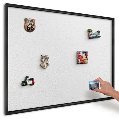 Produktbild von Magnettafel 100x70 cm mit schwarzem Rahmen - Magnetische Metalltafel, Magnetpinnwand zur Wandmontage für Wohnzimmer, Küche, Flur, Kinderzimmer und Büro - Weiße Textur