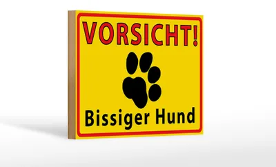 Produktbild von Holzschild Tiere 18x12cm Vorsicht bissiger Hund