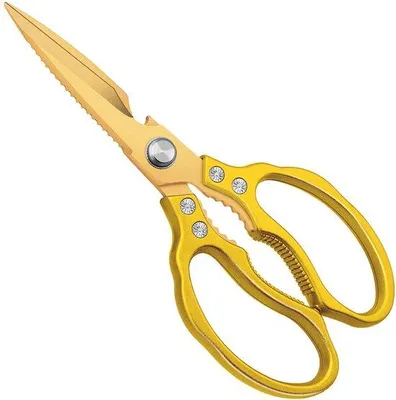 Image de Ciseaux de cuisine multifonctions Unyqoos® en acier inoxydable – poignée ergonomique antidérapante, lavables au lave-vaisselle, avec ouvre-bouteille, casse-noix et embout tournevis