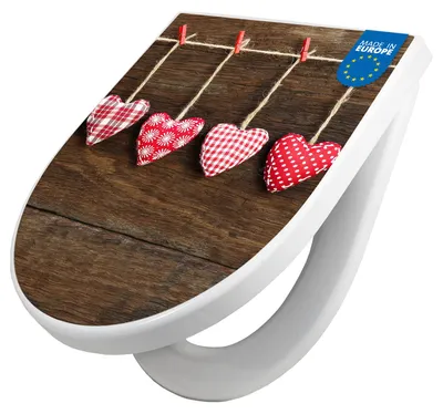 Produktbild von WC Sitz mit Absenkautomatik D Form Motiv Kleine Herzen [TDW3 12126]