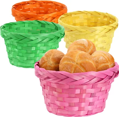 Produktbild von com-four® 4x Bastkorb in bunten Farben zur Dekoration - farbenfrohe Osterdeko