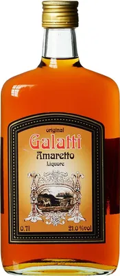 A bottle of Galatti Amaretto Liquore on a white background.