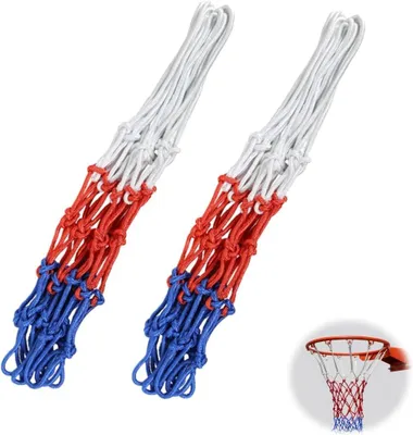 Produktbild von Set aus 2 Basketballnetzen rot-blau-weiß