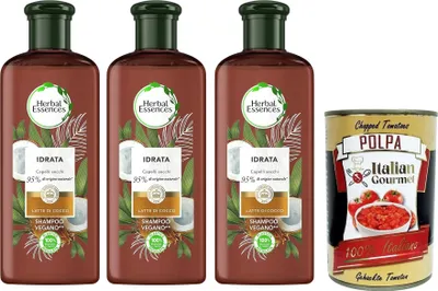Produktbild von Coconut Milk Shampoo, spendet trockenem Haar Feuchtigkeit, in Zusammenarbeit mit den Royal Botanic Gardens of Kew – 3x250 ml+ Italian Gourmet polpa 400g