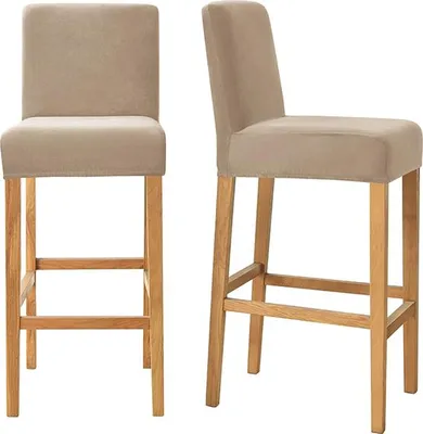 Produktbild von Velours-Barstuhlbezug in Cappuccino (Beige) – Elastisch und formstabil für Hocker