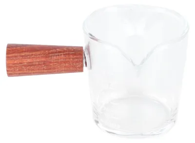 Produktbild von Doppelwandiger Glasbecher mit Holzgriff, hitzebeständig, Küchenhelfer für Zuhause
