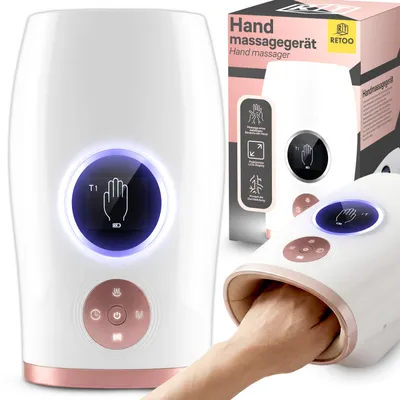 Produktbild von Handmassagegerät mit Wärme und Kompression, Handmassage, 3 Modi, 3 Intensitätsstufen, Schmerzlinderung für Finger und Handgelenk, LCD, Timer, Retoo