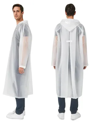 Produktbild von Regencape für Erwachsene – Regenponcho mit Kapuze & Kordelzug – Wasserdichter, wiederverwendbarer Regenschutz – Für Damen & Herren – Outdoor
