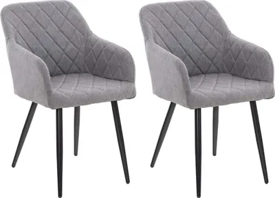 Immagine prodotto di set di 2 sedie da pranzo - braccioli - comfort eccezionale | Colore: Grigio | Materiale: Polvere