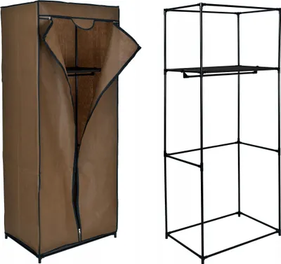 Produktbild von Textilschrank Fela dunkelbraun mit Regal und Metallgerüst