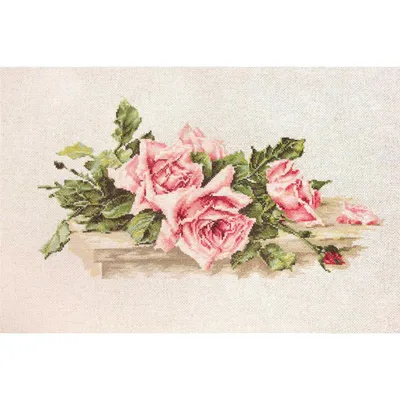 Produktbild von Luca-S Kreuzstich Set "Rosafarbene Rosen", Zählmuster, 32x17cm