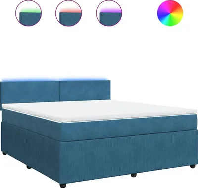 Produktbild von vidaXL Boxspringbett mit Matratze Blau 180x200 cm Samt