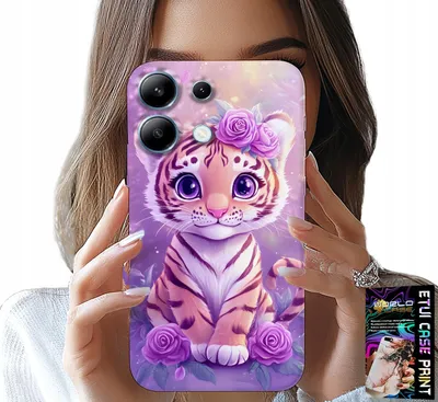 Produktbild von Hülle Für Xiaomi Note 13 5G - Süsser Tiger Auf Rosa Hintergrund + Glas