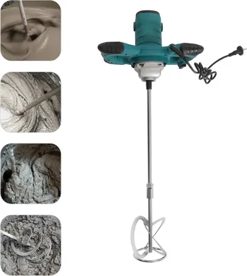 Immagine prodotto di Miscelatore elettrico per malta e calcestruzzo - Miscelatore manuale - 2100 W - 0-800 giri/min a velocità variabile - 220 V/50 Hz - Pala di miscelazione a forma di S - Basso livello di rumorosità - Verde