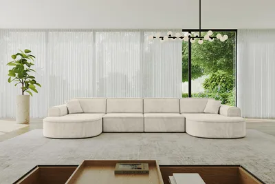 Produktbild von ALTDECOR Ecksofa in U-Form MARI-U2 - 388x171x79,5 cm Beige - Corner Sofa Bett Eckcouch Couch L-Form Wohnlandschaft Cauchsofa