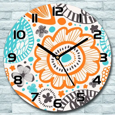 Produktbild von Wanduhr aus Glas Rund fi 30 Pastellfarben Blumen Quarz Deko Schlafzimmer Büro