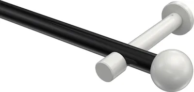 Produktbild von Interdeco Gardinenstange / Vorhangstange Schwarz / Weiß, Typ Prestige Luino (Kugel) ohne Ringe, 20 mm Ø 1-läufig, 220 cm